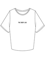 The Crop Tee - White - Body Lab - Center Chest - Printed - Black