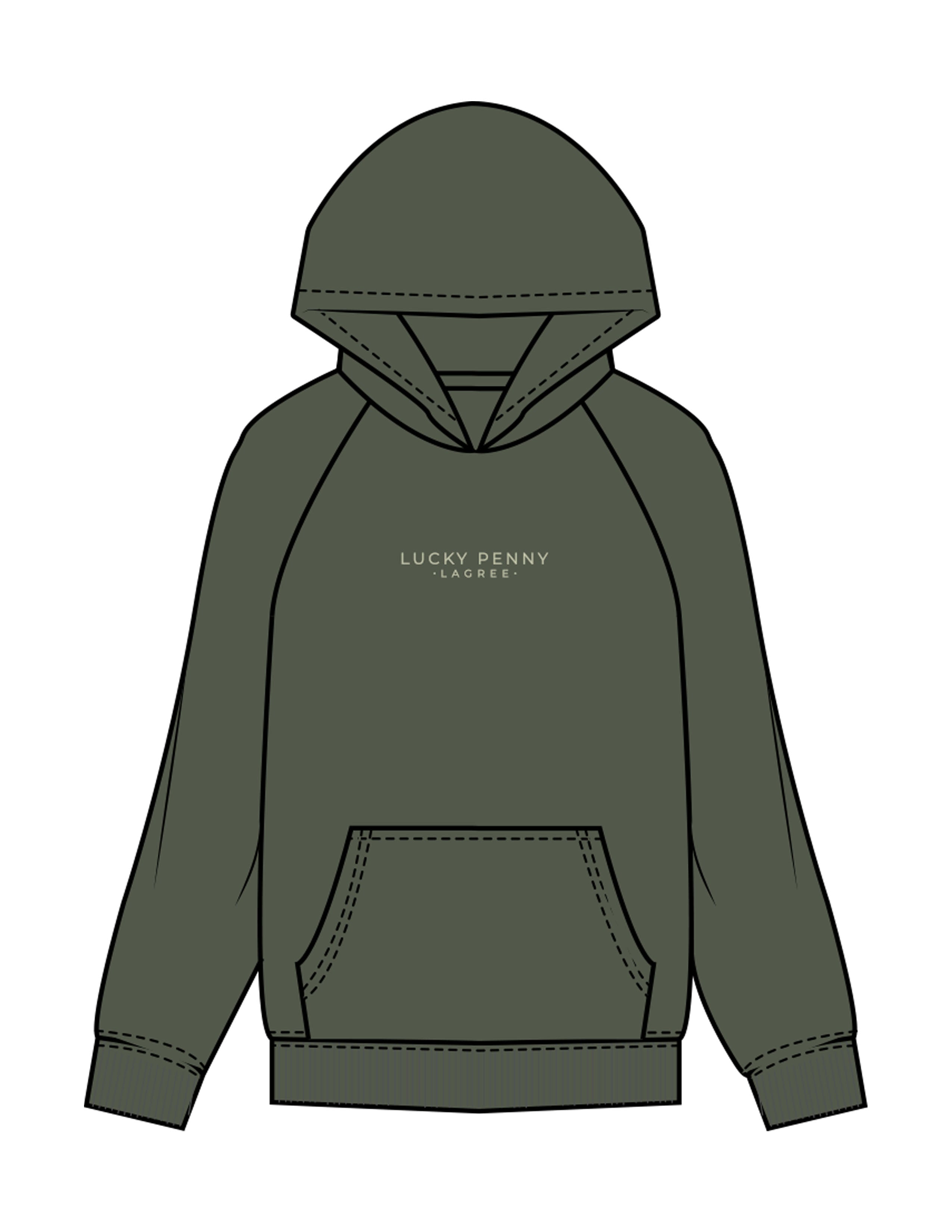 The Mens Hoodie - Cypress - Lucky Penny - Center Chest Stacked - Embroidered - Light Pistachio