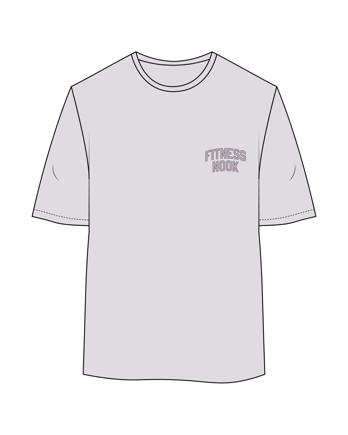 The Womens Oversized Tee - Orchid - Fitness Nook - Left Chest - Printed- Full Color