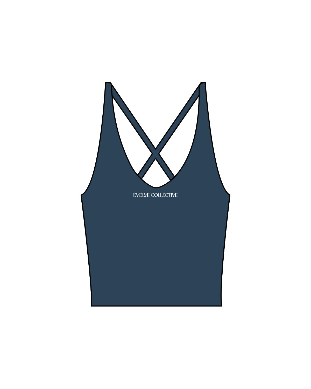 The Sporty Strappy Tank - Blue - Evolve Collective - Center Chest - Printed - White