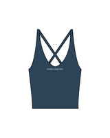 The Sporty Strappy Tank - Blue - Evolve Collective - Center Chest - Printed - White
