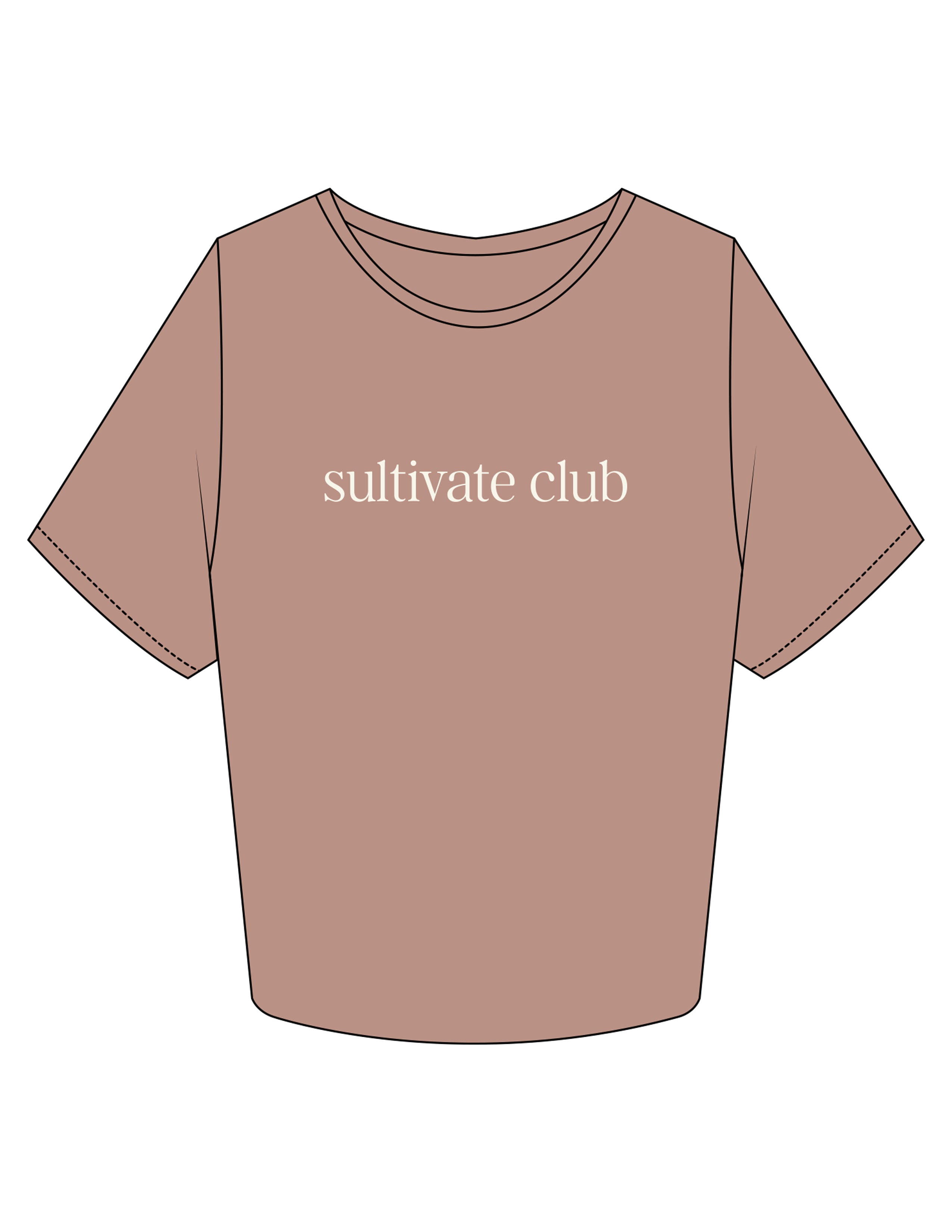 The Crop Tee - Clay - Sultivate - Center Chest & Back Stacked - Printed - Off White