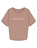 The Crop Tee - Clay - Sultivate - Center Chest & Back Stacked - Printed - Off White