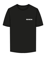 The Mens Tee - Black - Renew - Left Chest & Back Neckline Half-Rounded - White