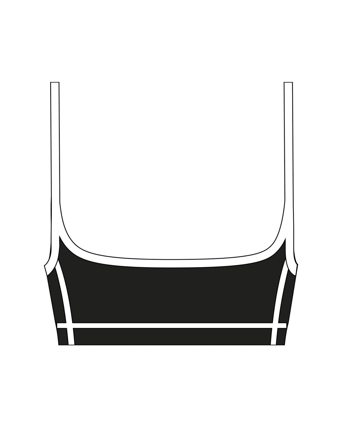 The Piped Scoop Sports Bra - Black - Reform Fitness - Center Chest - Printed - White