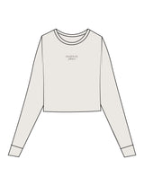 The Micro Rib Crop Long Sleeve - Natural - Ritual Body - Center Chest Stacked - Printed - Dark Brown