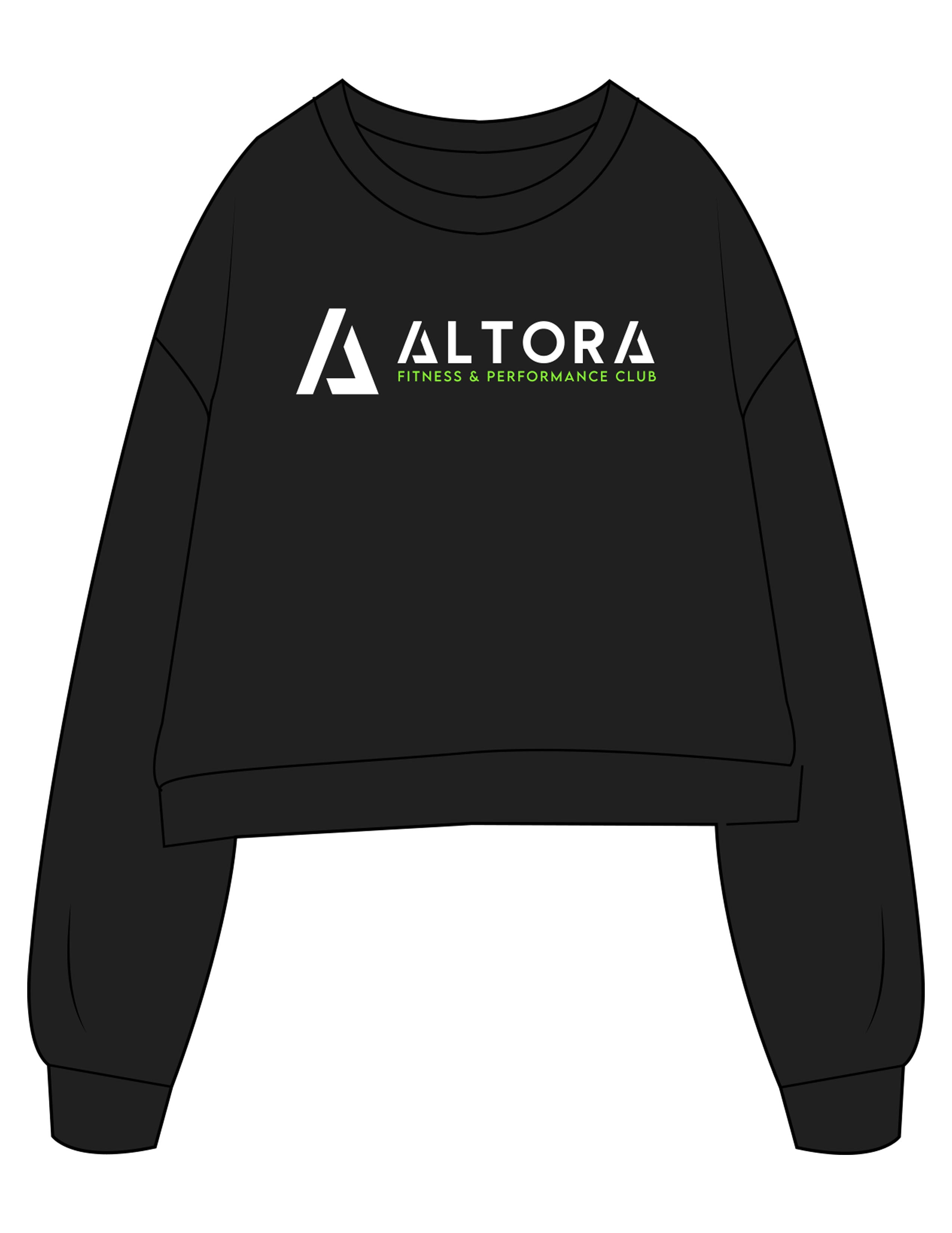 The Studio Crop - Black - ALTORA - Center Chest Stacked - Printed - Full Color