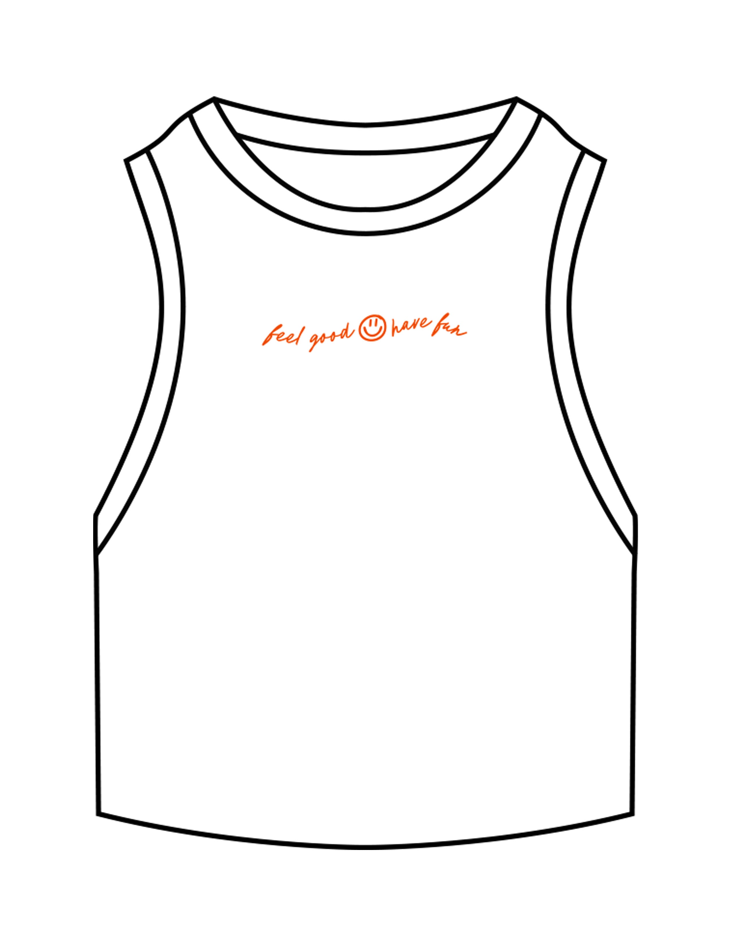 The Ribbed Crop Tank - White - Studio 78 - Center Chest Script - Embroidered - Blood Orange