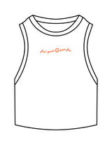The Ribbed Crop Tank - White - Studio 78 - Center Chest Script - Embroidered - Blood Orange