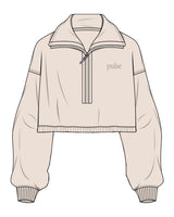 The Suede 1/2 Zip - Latte - Pulse Lagree Fitness - Left Chest - Embroidered - Tone on Tone
