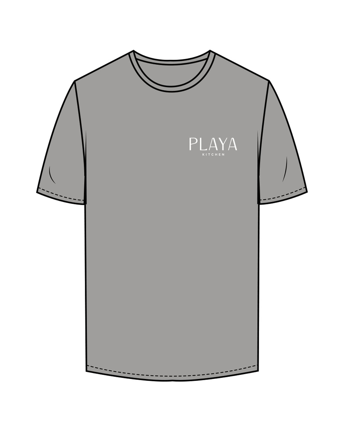 The Mens Tee - Granite - Playa Kitchen - Left Chest Stacked & Center Back Stacked - Printed - White