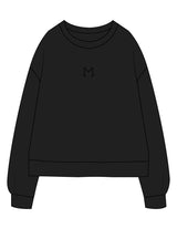 The Recycled Unisex Crewneck - Black - MegaCorps - Center Chest Embroidered - Back Stacked - Printed - Black