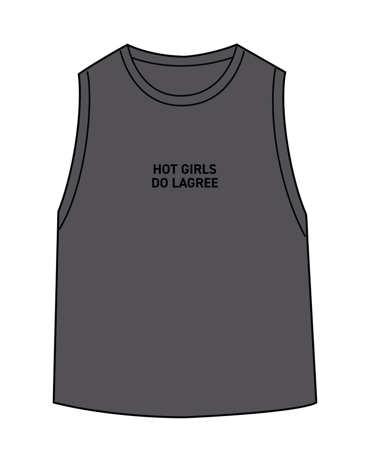 The Daily Crop Tank - Charcoal - MegaBarre - Chest Stacked "LAGREE" - Printed - Black