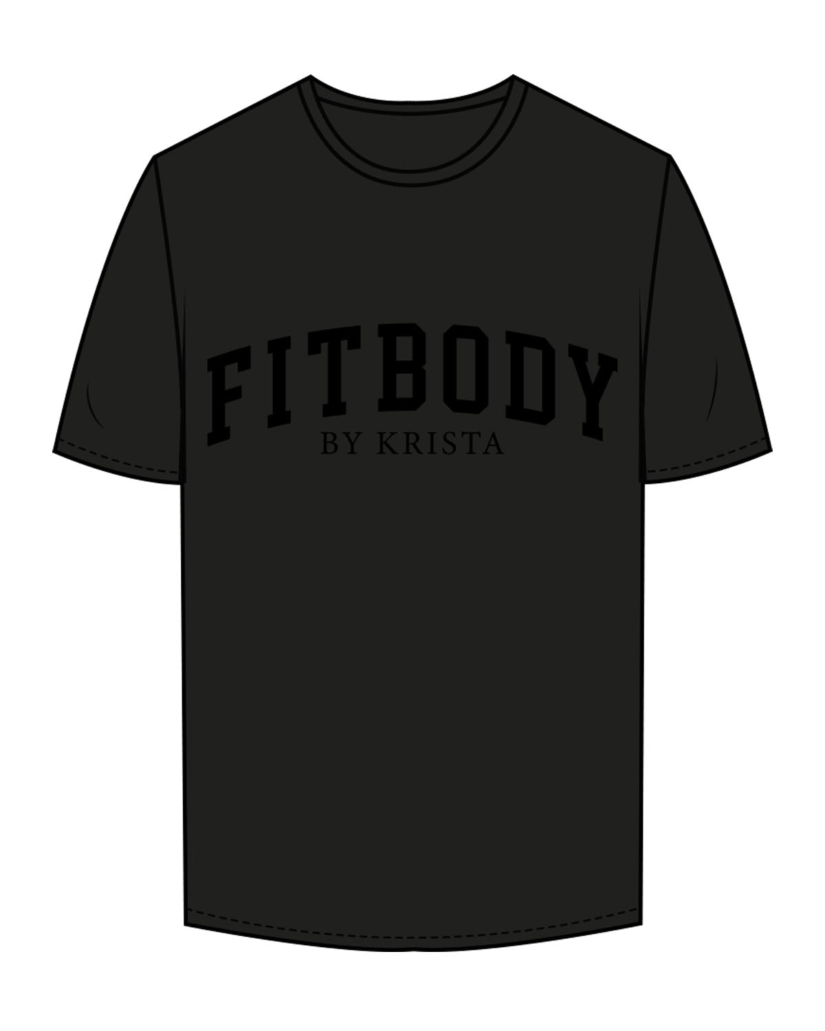 The Mens Tee - Black - Krista - Center Chest Stacked & Back Neckline - Tone on Tone
