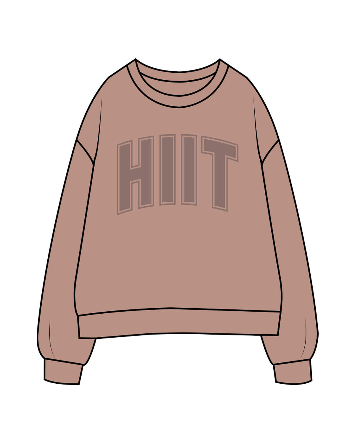 The Womens Crewneck - Clay - HIIT Performance - Center Chest & Back Neckline - Printed - Tone on Tone