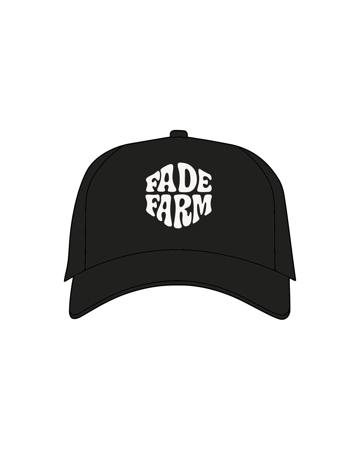 The Foam Trucker - Black - FadeFarm - Center Crown Stacked - Printed - Natural