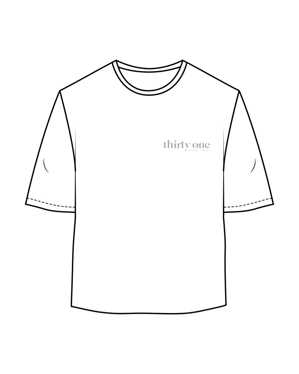 The Oversized Crop Tee - White - 31Theraphy - Left Chest & Back Center Neckline - Light Gray