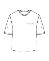 The Oversized Crop Tee - White - 31Theraphy - Left Chest & Back Center Neckline - Light Gray