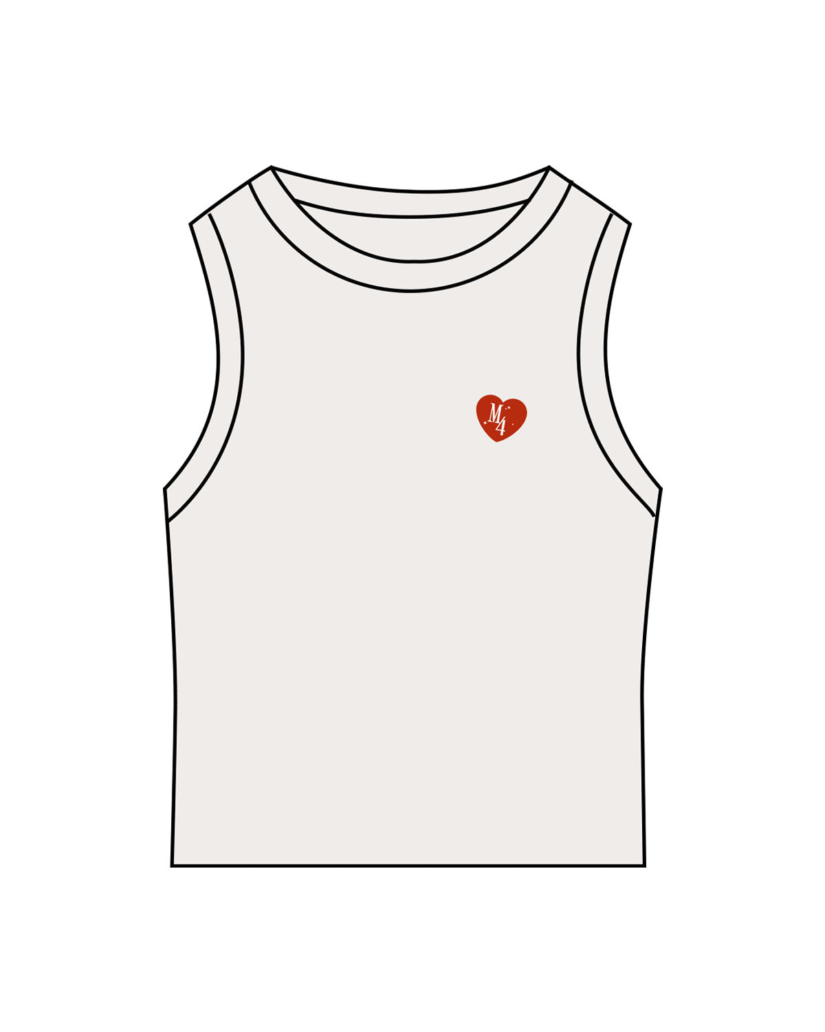 The Micro Rib Racer Crop - Natural - M4Lagree - Left Chest Logo - Printed - Full Color