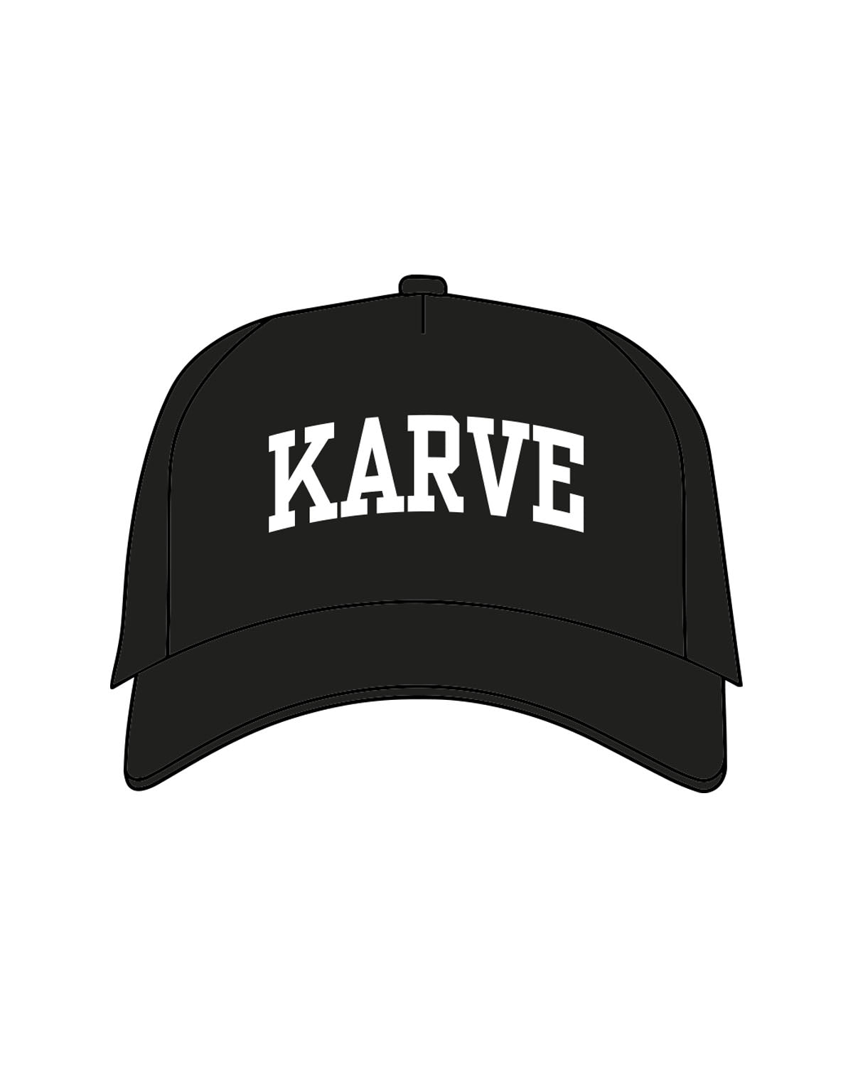 The Canvas Cap - Black - Karve - Center Crown Arched - Printed - White