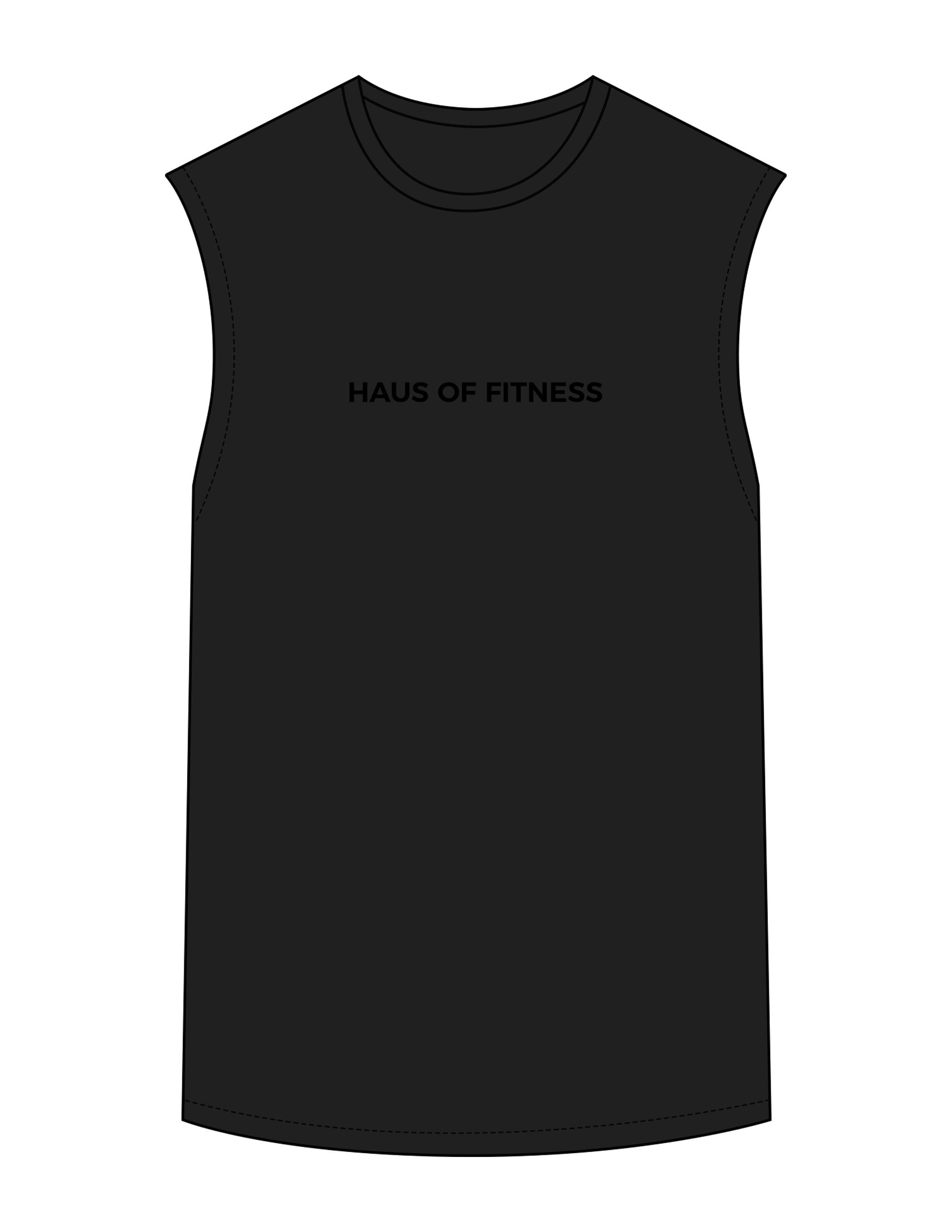 The Mens Tank - Black - Haus of Fitness - Center Chest & Back Round - Printed - Full Color