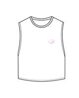 The Crop Muscle Tank - White - Cyclebar - Left Chest & Back Stacked - Printed - Full Color