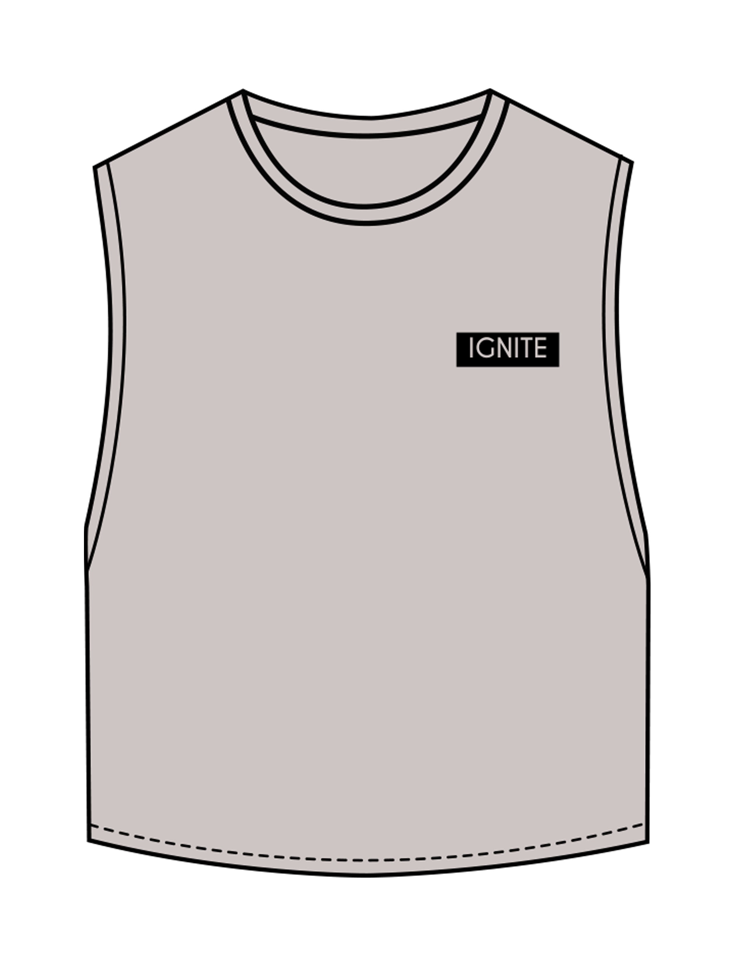 The Crop Muscle Tank - Storm - Ignite Barre & Fitness - Left Chest - Printed - Black