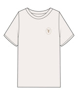 The Womens Heavyweight Tee - Off White - Velvaere - Left Chest & Back Stacked - Printed - Terracota