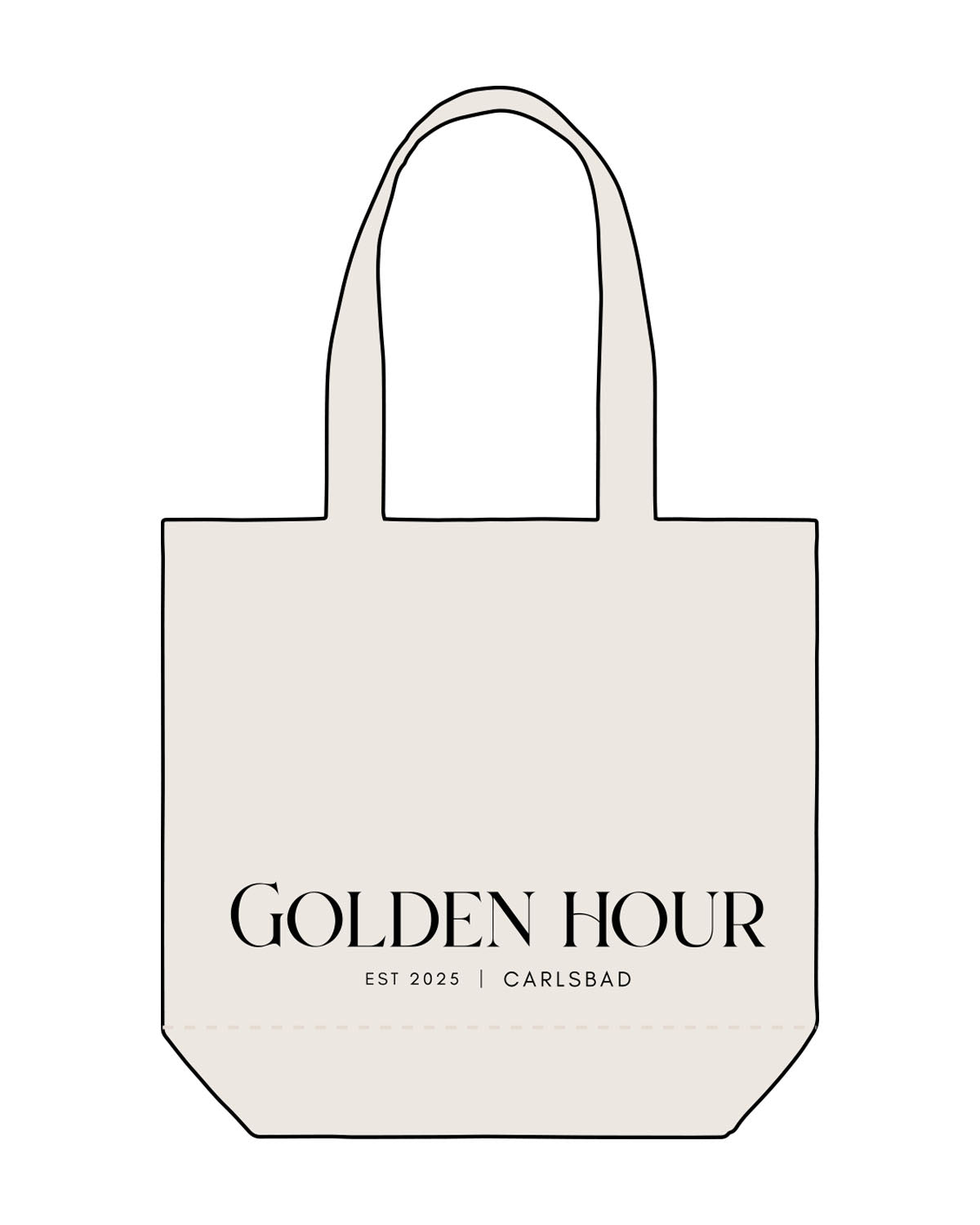 The Promo Tote Bag - Natural - Golden Hour Pilates - Center Body - Printed - Black