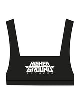 The Box Cut Bra - Black - Higher Ground - Center Chest Stacked - Printed - White