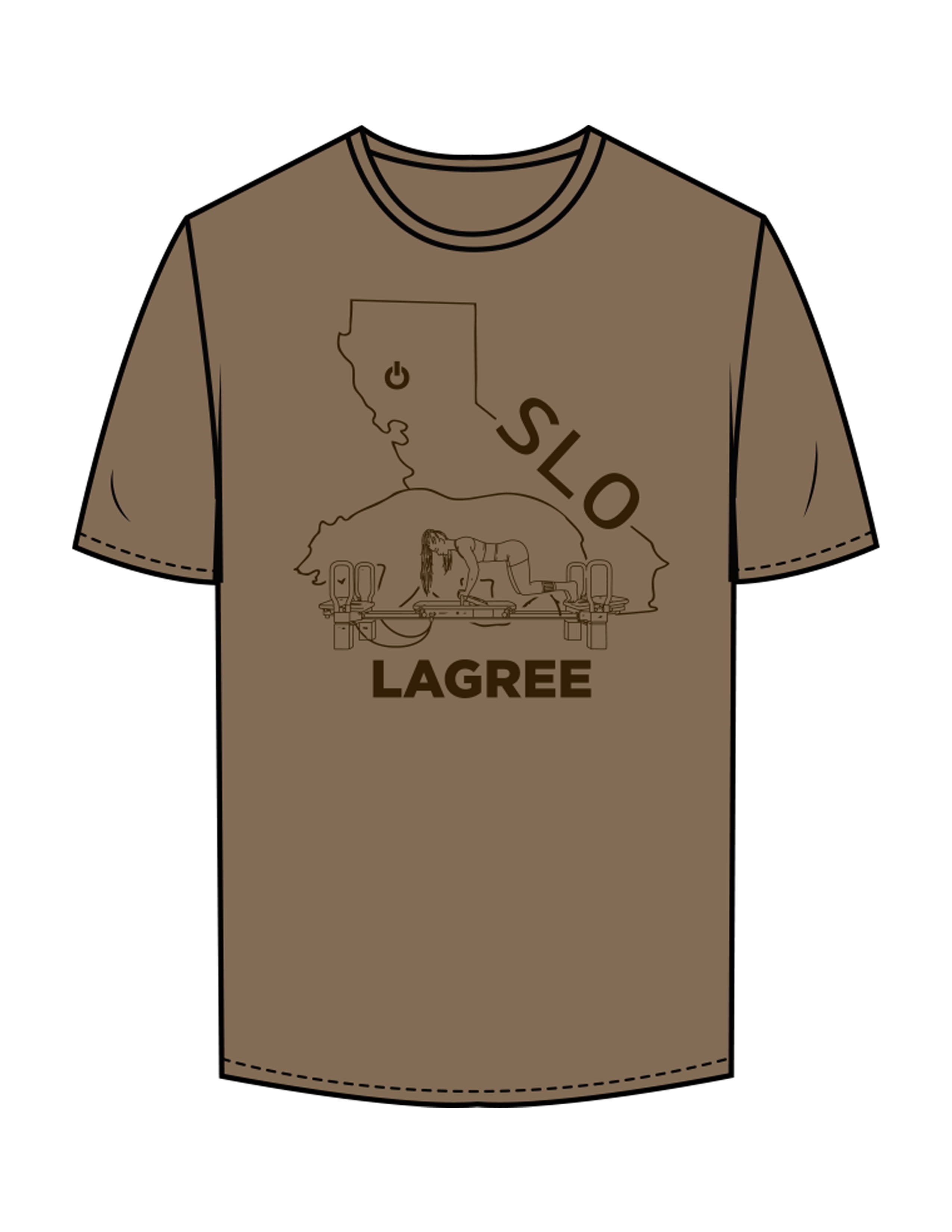 The Mens Tee - Walnut - Powerhouse Fitness - Full Front & Back Neckline - Printed - Dark Brown