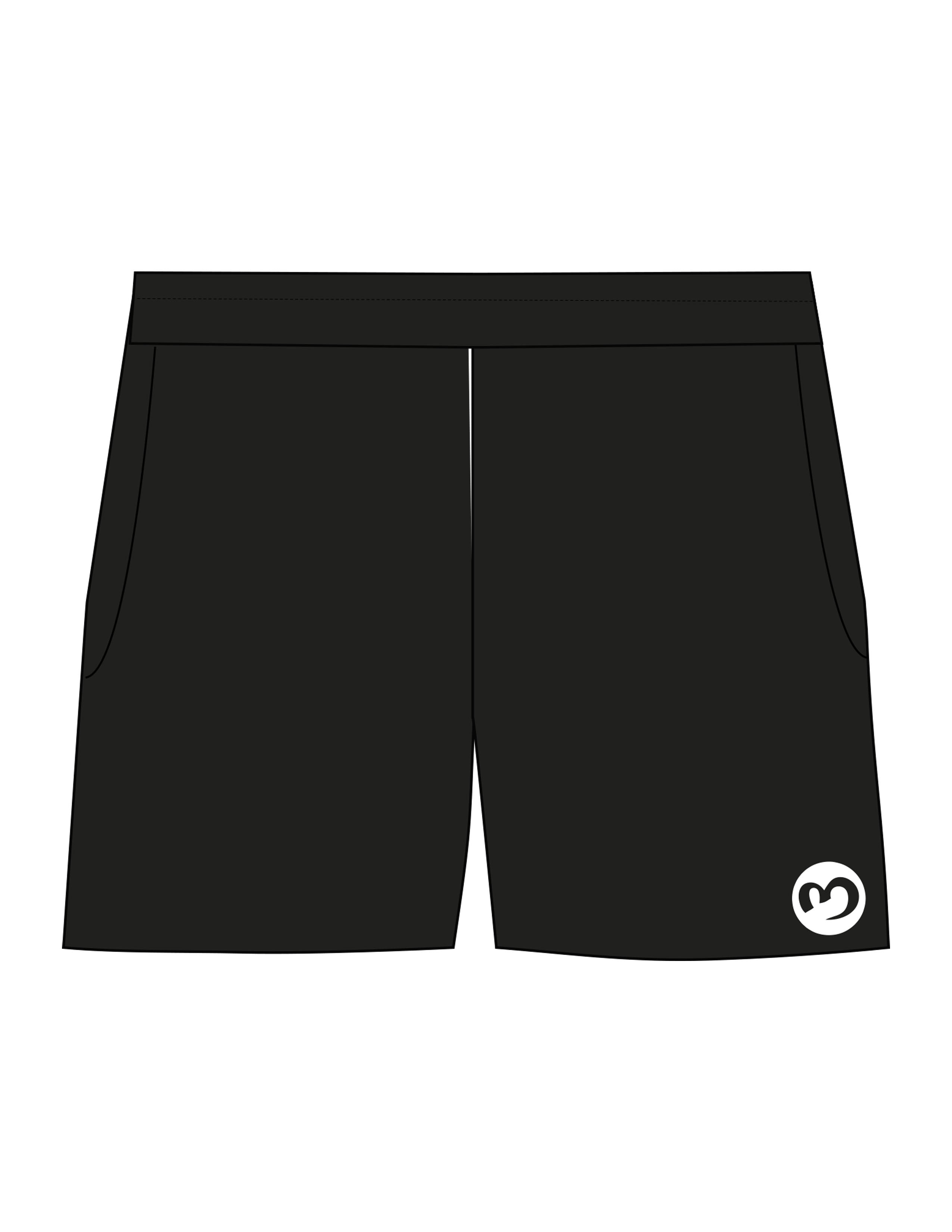 The Womens Jogger Shorts - Black - Mantra - Left Leg Round - Printed - White
