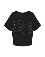 The Crop Tee - Black - Core Evolution - Left Chest & Back Center Stacked - White