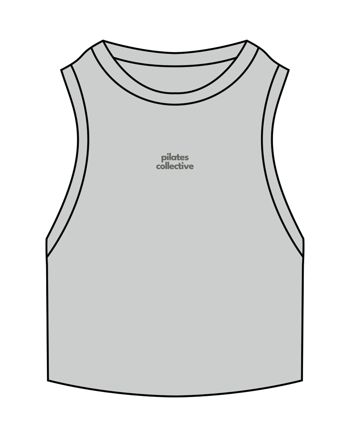 The Ribbed Crop Tank - Storm - Pilates Collective - Center Chest Stacked - Embroidered - Tone on Tone