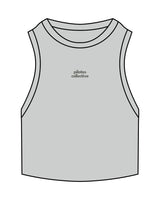 The Ribbed Crop Tank - Storm - Pilates Collective - Center Chest Stacked - Embroidered - Tone on Tone