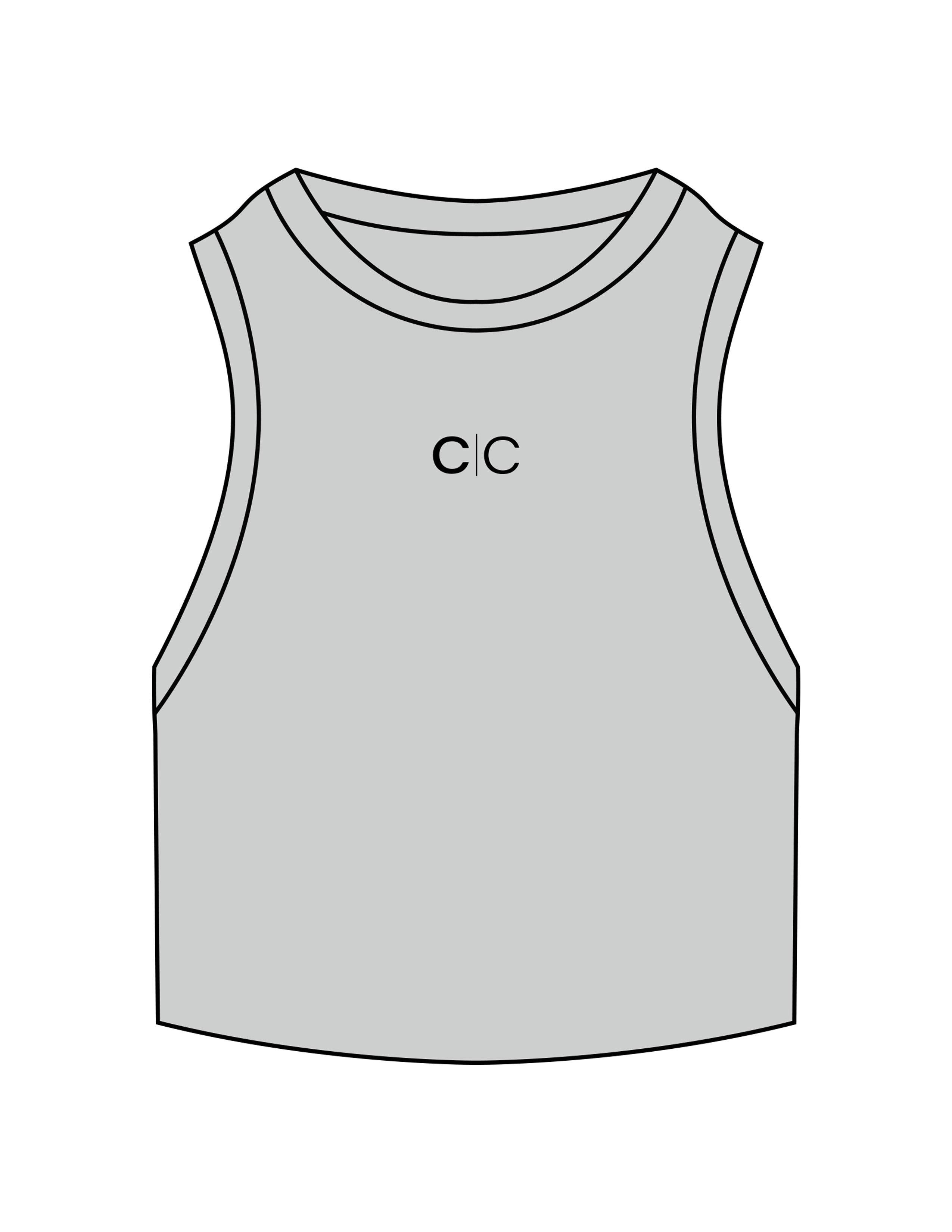 The Ribbed Crop Tank - Storm - Core Collective - Center Chest "C|C" - Embroidered - Black