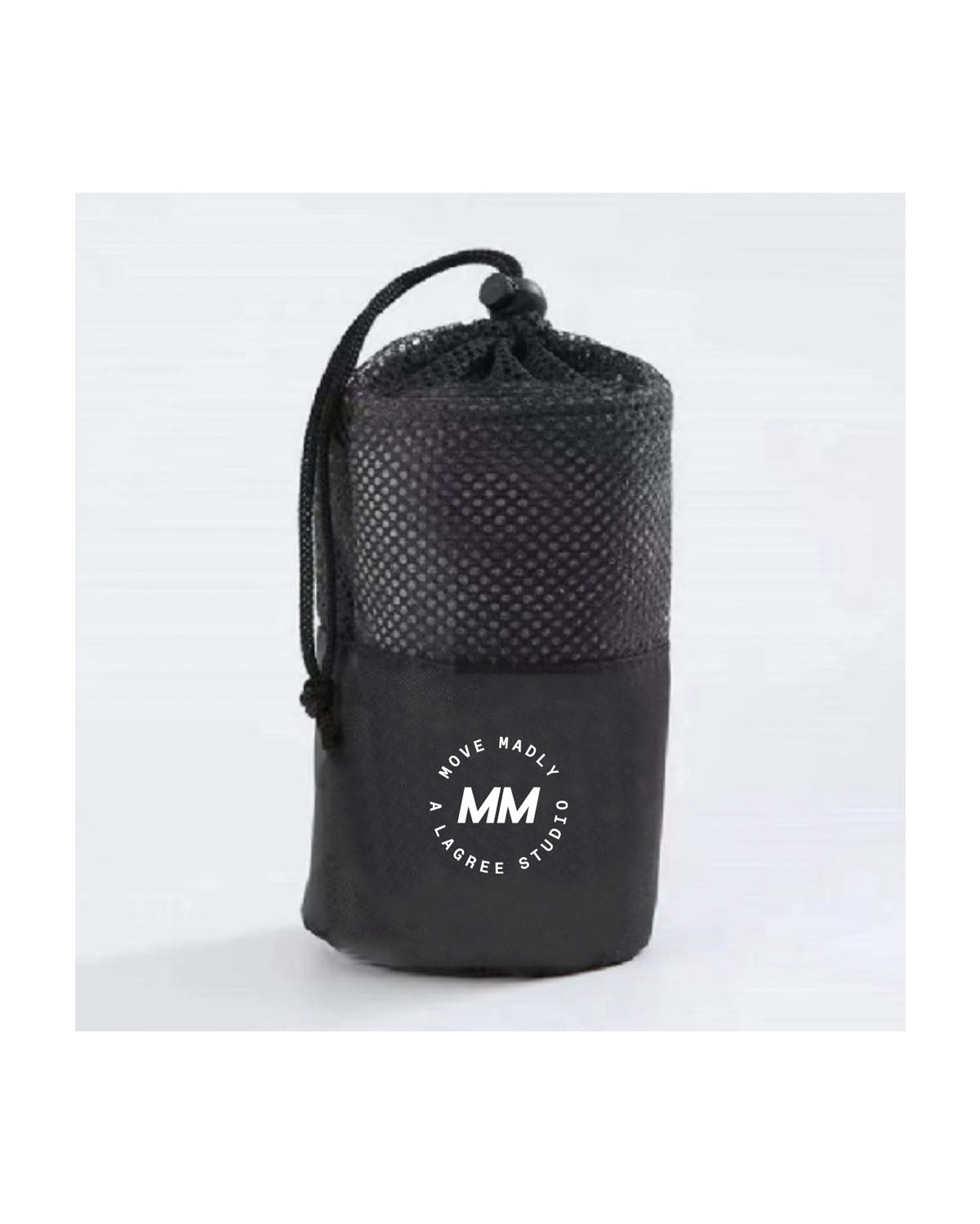 The Gym Towel - Black - Move Madly - Bottom - Printed - Pink - The Gym Towel Bag - Black - Madly Love - Center Body Round - Printed - White