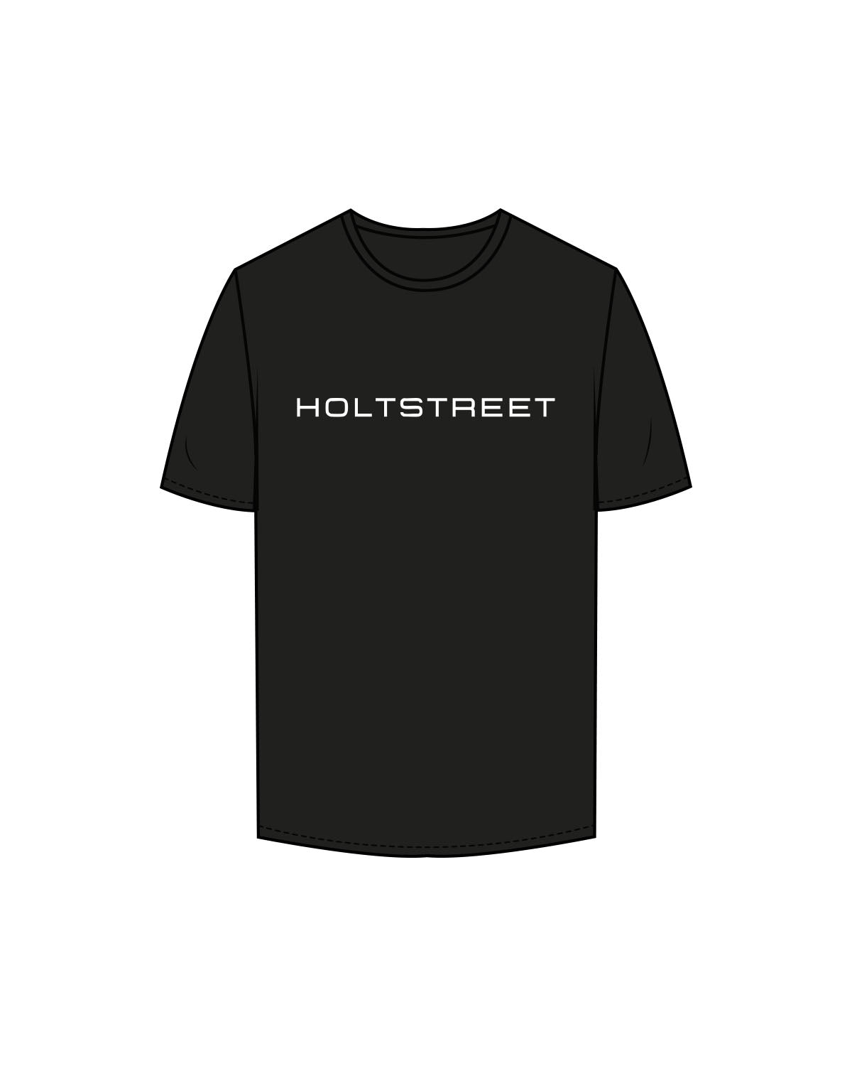 The Mens Tee - Black - Holt Street - Chest - Printed - White