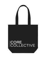 The Promo Tote Bag - Black - Core Collective - Center Stacked - White