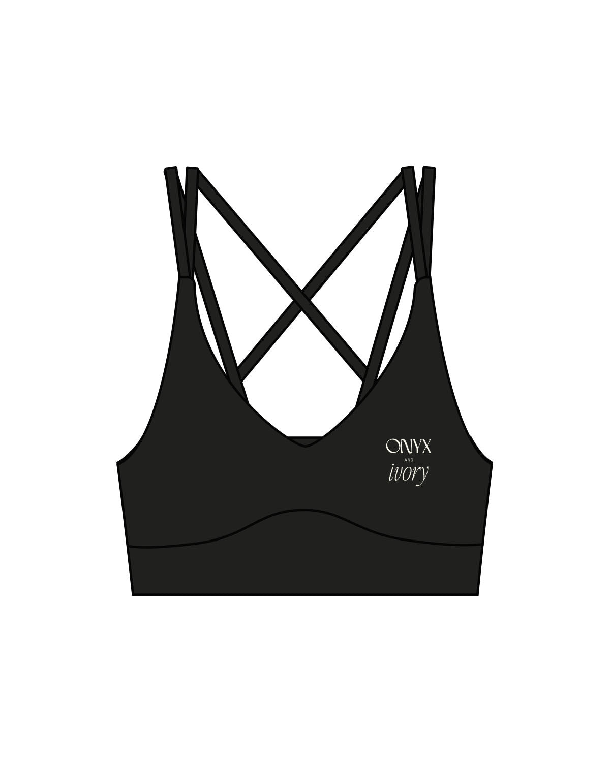 The Strappy Bra - Black - Onyx & Ivory - Left Chest & Center Back - Printed - Off White