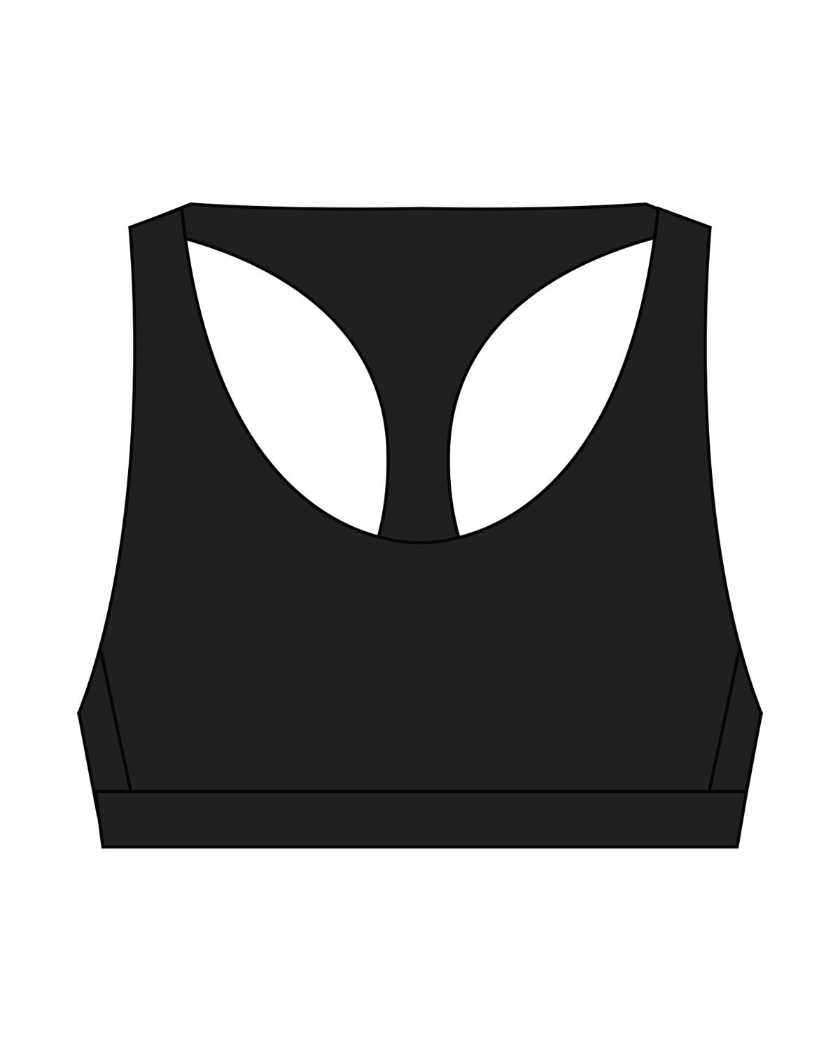 The Racer Bra - Black - REFORM Pilates Studio - Center Back - Printed - White