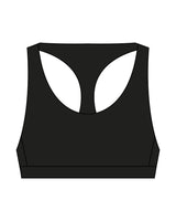 The Racer Bra - Black - REFORM Pilates Studio - Center Back - Printed - White