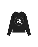 The Mens Long Sleeve - Black - REKINECTED - Center Chest & Center Back Circular - Printed - White