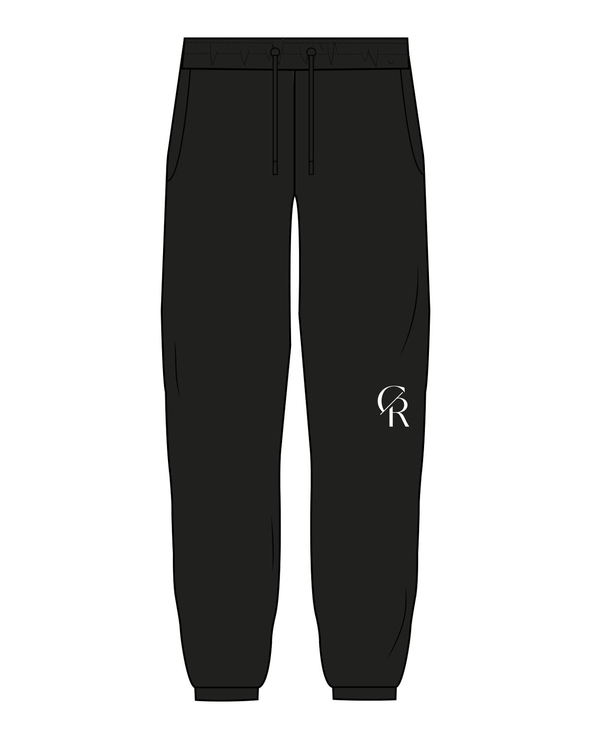 The Mens Classic Sweatpants - Black - Core Reform - Left Leg "CR" - Printed - White