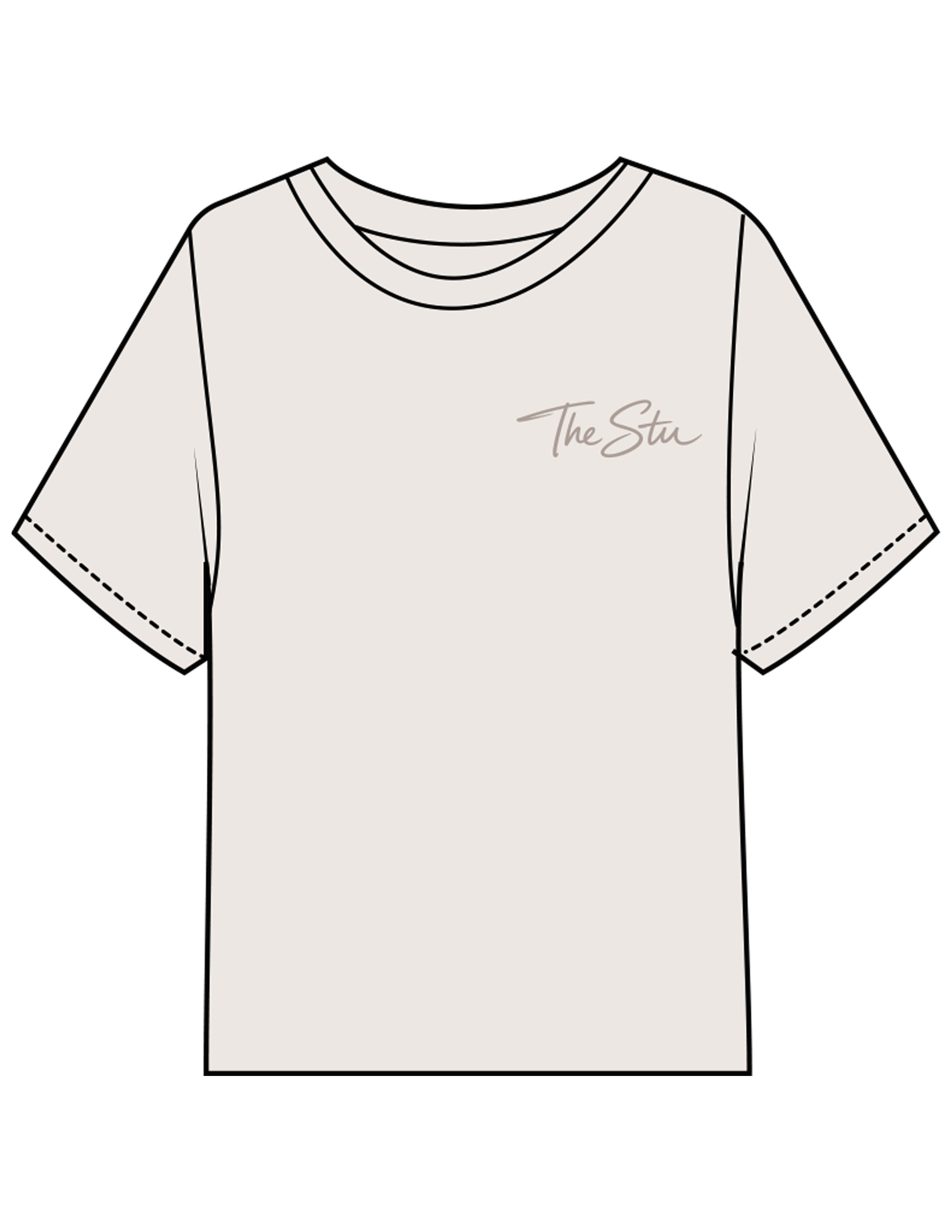 The Midweight Crop Tee - Ivory - The Stu - Left Chest - Printed - Tone on Tone
