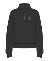 The Womens 1/4 Zip - Washed Black - Slo x Form - Left Chest Stacked - Printed - Bone