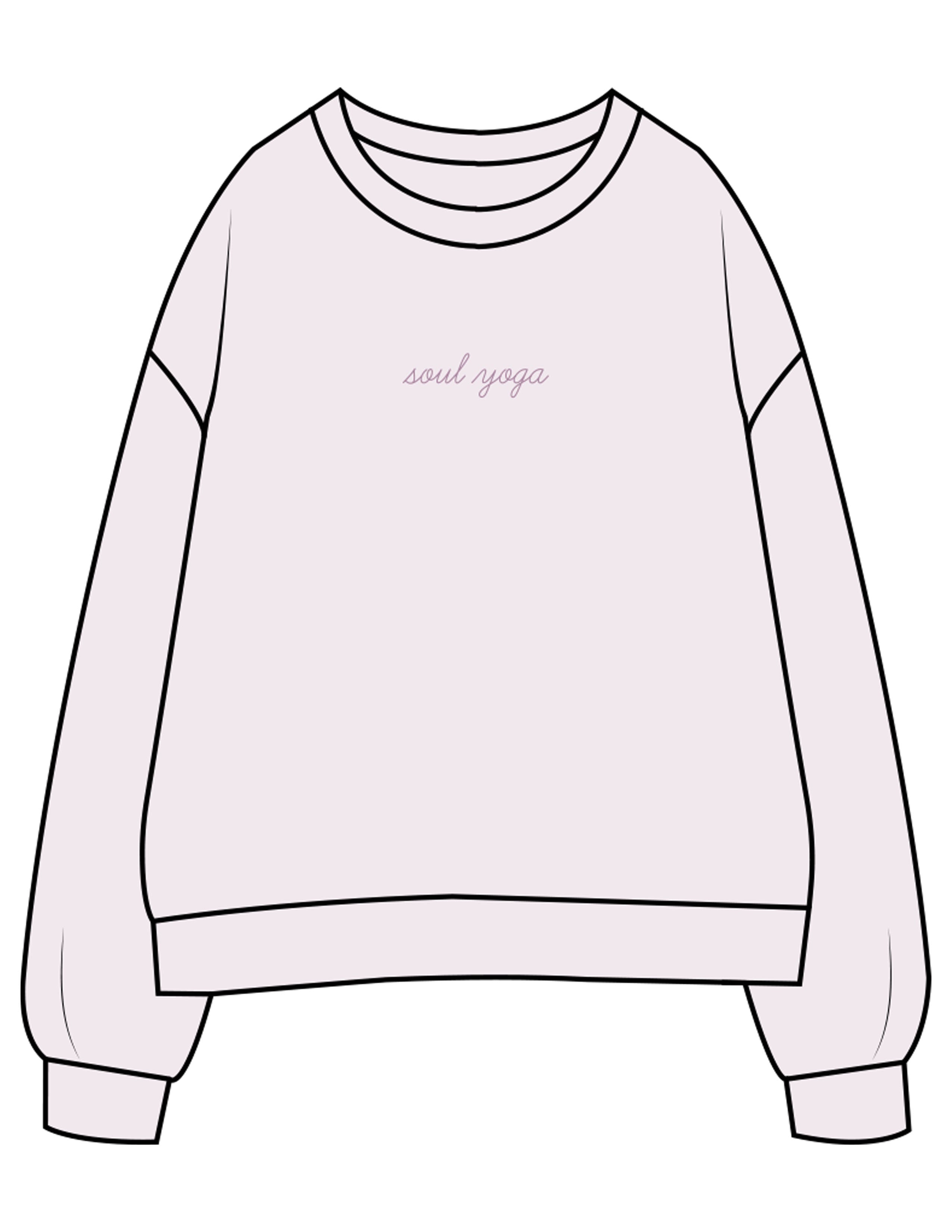 The Womens Crewneck - Orchid - SOUL YOGA - Center Chest - Embroidered - Tone on Tone