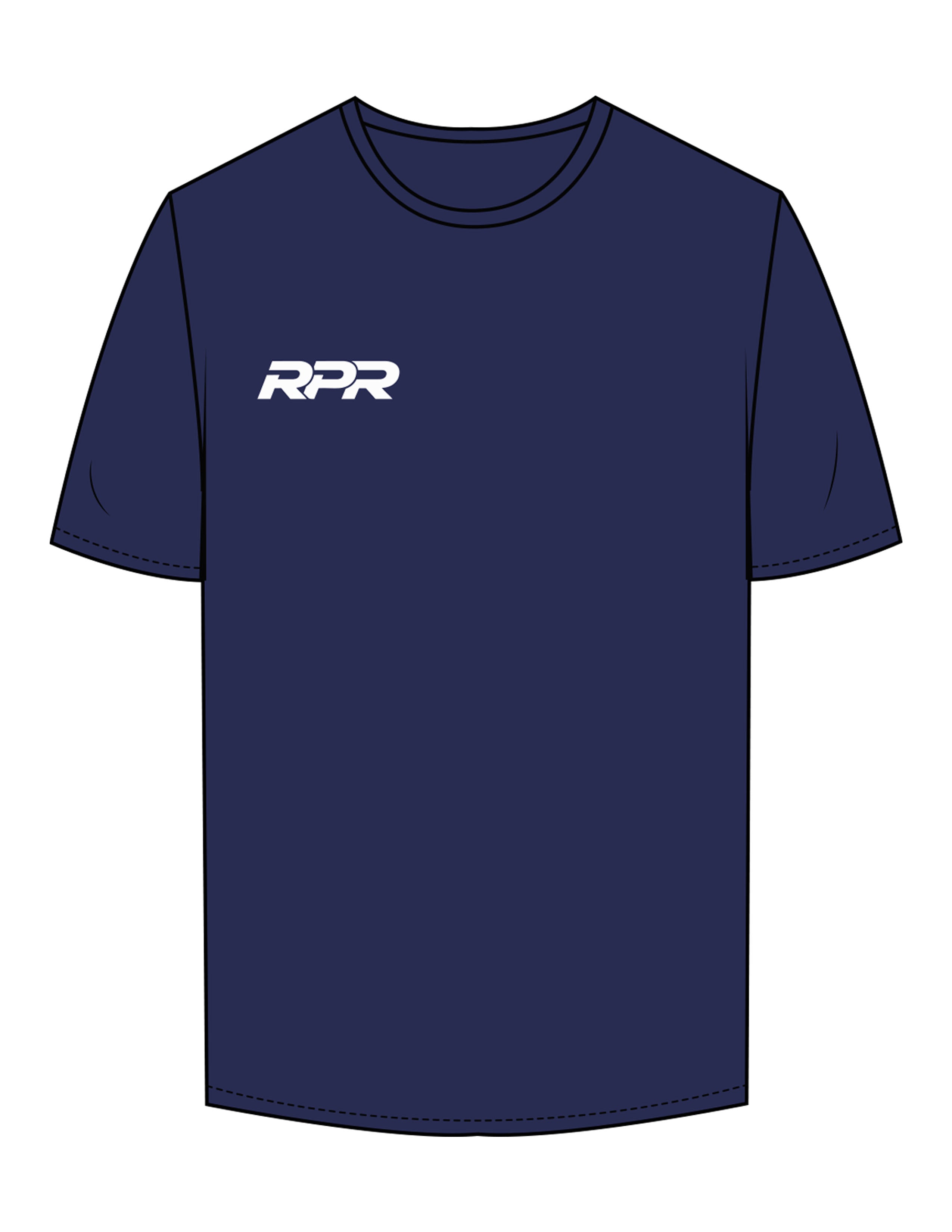 The Mens Tee - Cobalt - Reiner Pump Systems - Right Chest & Back Stacked - Printed - White