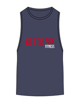 The Scoop Muscle Tank - Navy Heather - KettleFlex - Center Chest & Back Stacked - Printed - Full Color