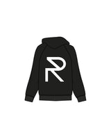 The Mens Classic Hoodie - Black - Reform Studios - Right Sleeve Vertical & Center Back - Printed - White